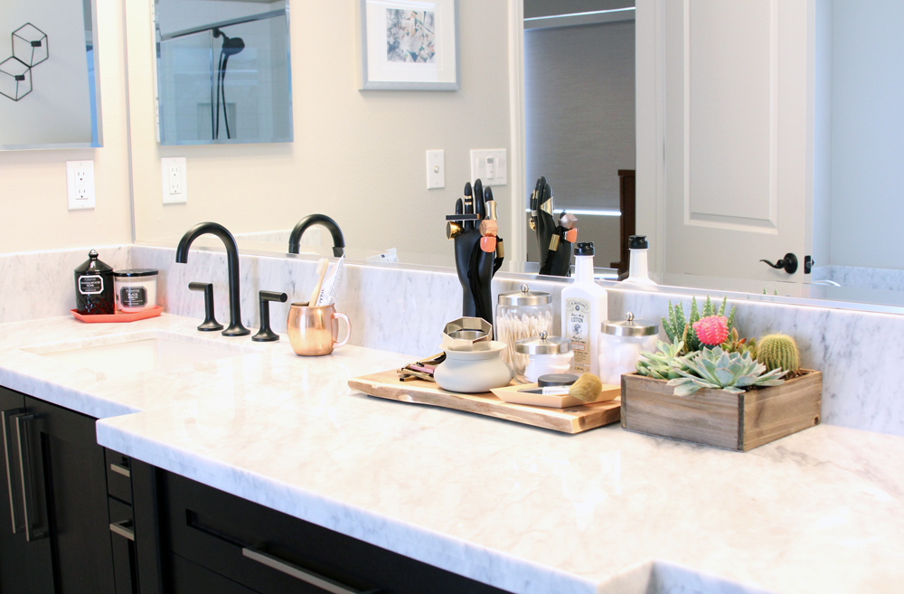 how to organize bathroom counter space